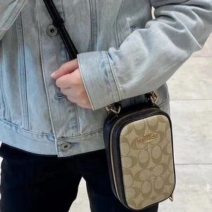 Coach Tan Belt Bag with Signature Monogram